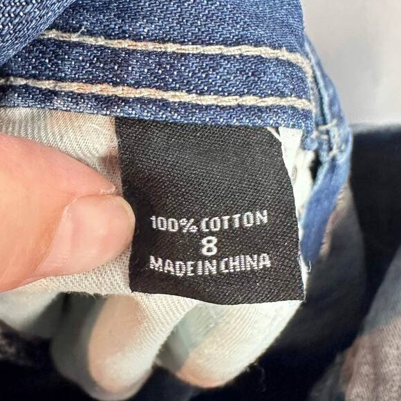 Vintage 90s Y2K London Jeans Boyfriend Straight Sz 8 Distressed Blue Denim Patch - Picture 3 of 11